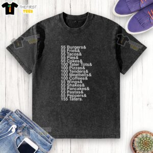 Alt Text: Official I'm Doing Something T-Shirt featuring 55 burgers, 100 tater tots, and 155 taters design.