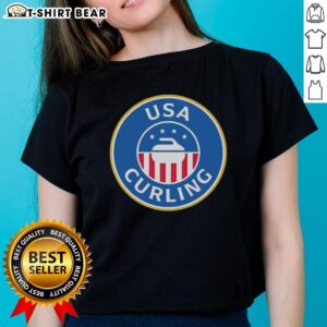 Nice USA Curling Winter Olympics Ladies Tee featuring a stylish design for fans of women's curling sports.