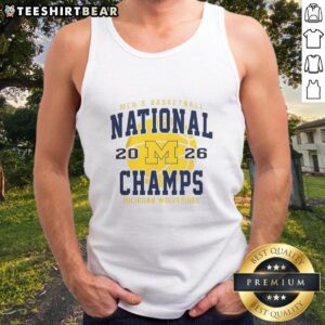 Nice Michigan Wolverines 2026 NCAA Men's Basketball National Championship Game tank top in Indianapolis, Indiana.