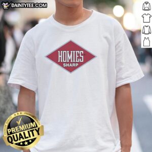 Alt Text: Original Homies Sharp Logo T-Shirt featuring a bold graphic design on a stylish, comfortable tee for casual wear.