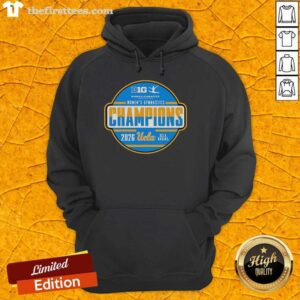 UCLA Bruins Big Ten Women's Gymnastics Tournament Champions hoodie featuring team colors and logo design.
