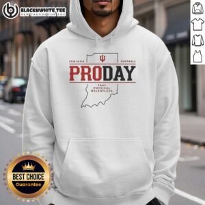 Official Fernando Mendoza Indiana Pro Day football hoodie featuring team colors and logo, perfect for fans and athletes.