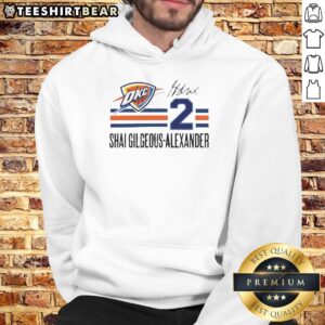 Alt Text: Shai Gilgeous-Alexander Oklahoma City Thunder hoodie featuring his signature name and number design.