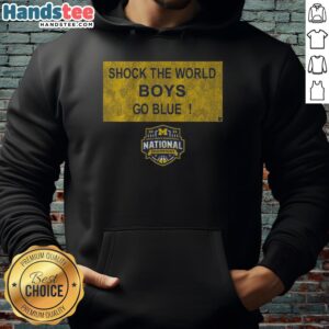 Nice Michigan Wolverines MBB 2026 National Champions hoodie with 'Shock the World' sign design for fans.