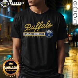 Buffalo Sabres Hockey Club women's Local Pride T-shirt featuring team colors and logo, perfect for fans and supporters.