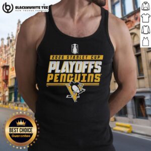 Top Pittsburgh Penguins Ice Hockey 2026 Stanley Cup Playoffs logo tank top featuring team colors and design.