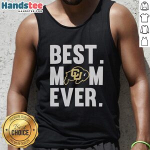 Pretty Colorado Buffaloes Mom Ever logo on a stylish Mother's Day fan tank top for proud moms and sports enthusiasts.