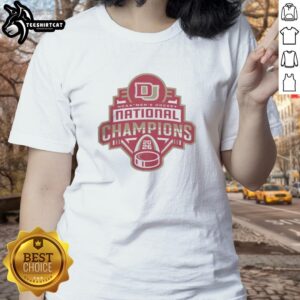 Premium Denver Pioneers NCAA Hockey Champions 2026 ladies tee in vibrant colors, perfect for fans and supporters.