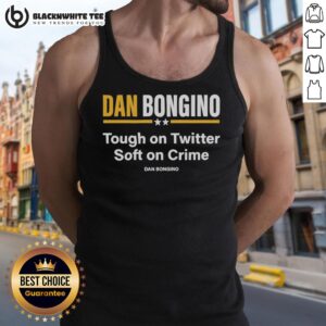 Hot Dan Bongino Tough on Twitter Soft on Crime tank top featuring bold graphic design and vibrant colors.