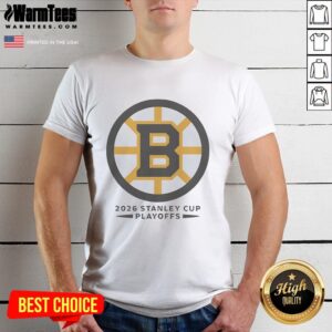 Top Boston Bruins NHL Stanley Cup Playoffs big logo T-shirt featuring bold graphics for hockey fans.