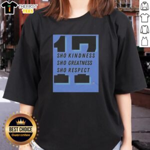 Pretty Shohei Ohtani 17 Dodgers tee showcasing kindness, greatness, and respect in a stylish ladies' design.