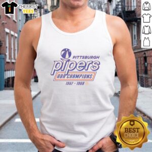Alt Text: Official Pittsburgh Pipers 1968 ABA Champions tank top featuring team logo and vintage design.