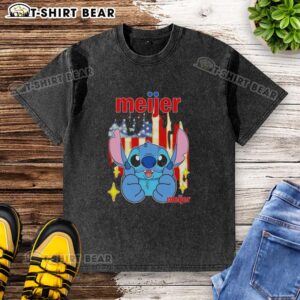 Pretty Stitch Like Meijer USA Flag Washed T-Shirt showcasing a stylish design with a vintage American flag.