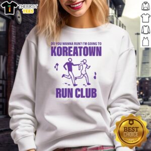 Alt Text: Premium KRC Wanna Run Koreantown Run Club sweatshirt in vibrant colors, perfect for runners and casual wear.
