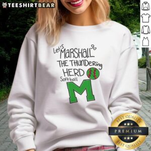 Good Lets Marshall Go The Thundering Herd Softball Sweatshirt in green, featuring team logo and comfortable design.