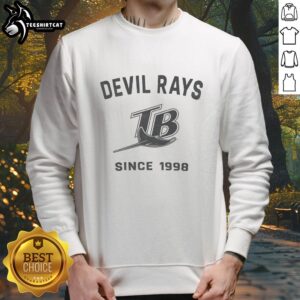 Alt Text: Premium Tampa Bay Rays Cooperstown Duster Sweatshirt in navy blue, showcasing team logo and cozy design for fans.