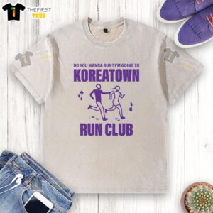 Premium KRC Wanna Run Koreantown Run Club washed t-shirt in soft fabric, perfect for casual running and everyday wear.
