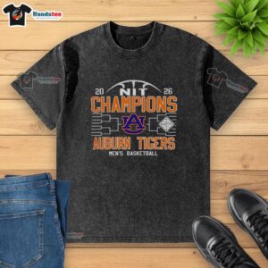 Original Auburn Tigers Men's Basketball NIT 2026 Champions washed t-shirt featuring team logo and vibrant colors.