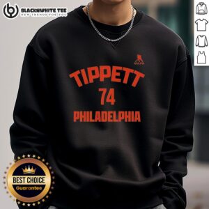 Alt Text: Owen Tippett 74 Philadelphia Flyers sweatshirt showcasing team colors and logo, perfect for fans and stylish sportswear.