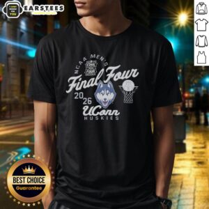 UConn Huskies 2026 NCAA Men's Final Four T-Shirt featuring bold graphics and team colors for fans and supporters.