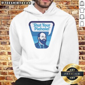 Awesome Shut Your Piehole Hoodie in black, featuring bold white text and a cozy design, perfect for casual wear.