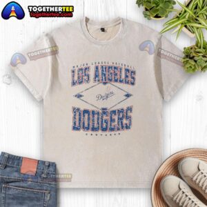 Alt Text: Official Los Angeles Dodgers Major League Baseball Cooperstown Diamond Washed T-Shirt in blue with logo design.