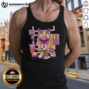 Official Cat On Time Tank Top featuring a playful cat graphic, perfect for casual wear and feline lovers.