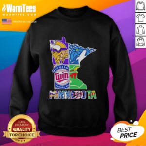 Hot Minnesota sports teams graphic on a trendy transfer state sweatshirt, perfect for fans and cozy wear.