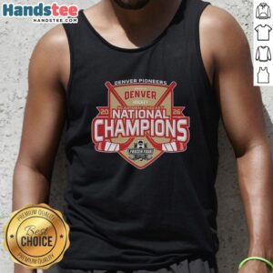 Premium Denver Pioneers 2026 NCAA Ice Hockey National Champions tank top featuring vibrant team colors and logo.