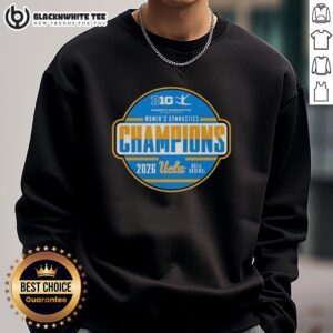 UCLA Bruins Big Ten Women's Gymnastics Tournament Champions sweatshirt showcasing team pride and athletic spirit.