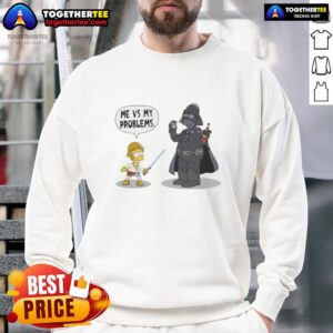 Nice Bart X Luke Skywalker sweatshirt featuring a laser sword and Darth Vader, perfect for Star Wars fans.