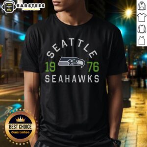 Awesome Seattle Seahawks Heritage Print T-Shirt featuring a bold design and team colors, perfect for fans and collectors.