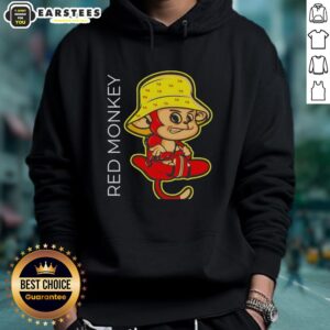 Awesome red monkey wearing an angry hoodie, showcasing a playful and vibrant style perfect for casual wear.