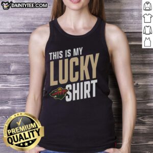 Alt Text: Awesome Minnesota Wild 'This Is My Lucky' tank top, perfect for fans showcasing team spirit and style.