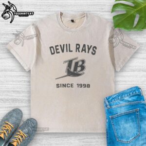 Premium Tampa Bay Rays Cooperstown Duster Washed T-Shirt in blue, featuring a vintage logo design and relaxed fit.