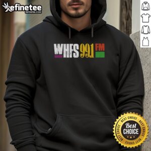 Official WHFS 99.1 FM hoodie in a stylish design, perfect for fans of the radio station.