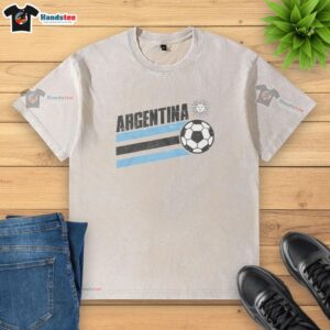 Original Argentina Sun World Cup Football Stripe Washed T-Shirt featuring vibrant stripes and the iconic Argentina logo.