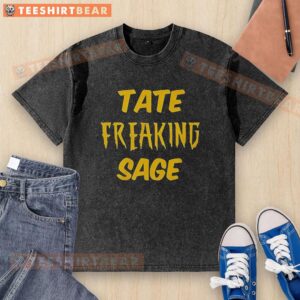 Premium Tate Freaking Sage Washed T-Shirt showcasing a stylish, relaxed fit in a trendy sage green color.