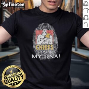Original Gallagher Chiefs Football 2026 T-shirt featuring 'It's In My DNA' fingerprint design, perfect for fans.