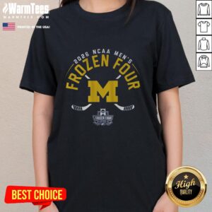 Hot Michigan Men's Hockey 2026 Frozen Four Ladies Tee featuring bold graphics and vibrant colors for fans.