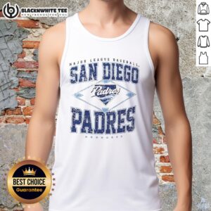 Alt Text: Awesome San Diego Padres Major League Baseball tank top featuring a Cooperstown diamond design for fans.