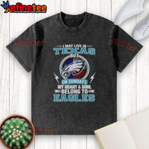 Alt Text: Pretty Philadelphia Eagles washed t-shirt Texas resident shows Eagles pride every Sunday with this stylish tee.