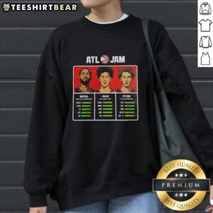 Alt Text: Original Atlanta Hawks sweatshirt featuring Nickeil, Jalen, and Dyson from ATL Jam, perfect for fans.