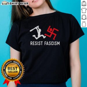 Awesome Resist Fascism Ladies Tee featuring bold typography and a stylish design for empowering women's activism.