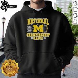 Awesome Michigan Wolverines NCAA Men's Basketball 2026 National Championship Game hoodie in blue and maize colors.