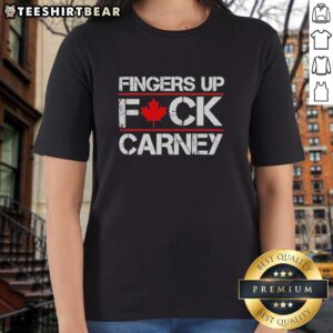 Premium Fingers Up F*ck Carney Ladies Tee featuring bold graphic design on a stylish women's shirt.