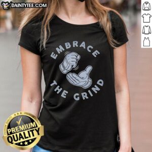 Toronto Blue Jays ladies tee featuring 'Nice Embrace The Grind' design, perfect for fans and casual wear.
