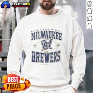 Official Milwaukee Brewers Major League Baseball Cooperstown Diamond Sweatshirt in navy blue, perfect for fans.