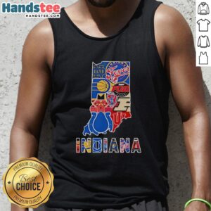 Official Indiana Sports Teams graphic on a stylish tank top, perfect for fans supporting their favorite teams.