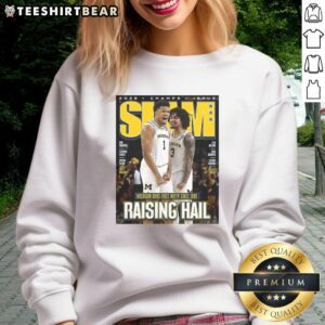 Original Trey McKenney Elliot Cadeau Michigan Wolverines 2026 Men's Basketball Slam 261 Magazine Sweatshirt design.